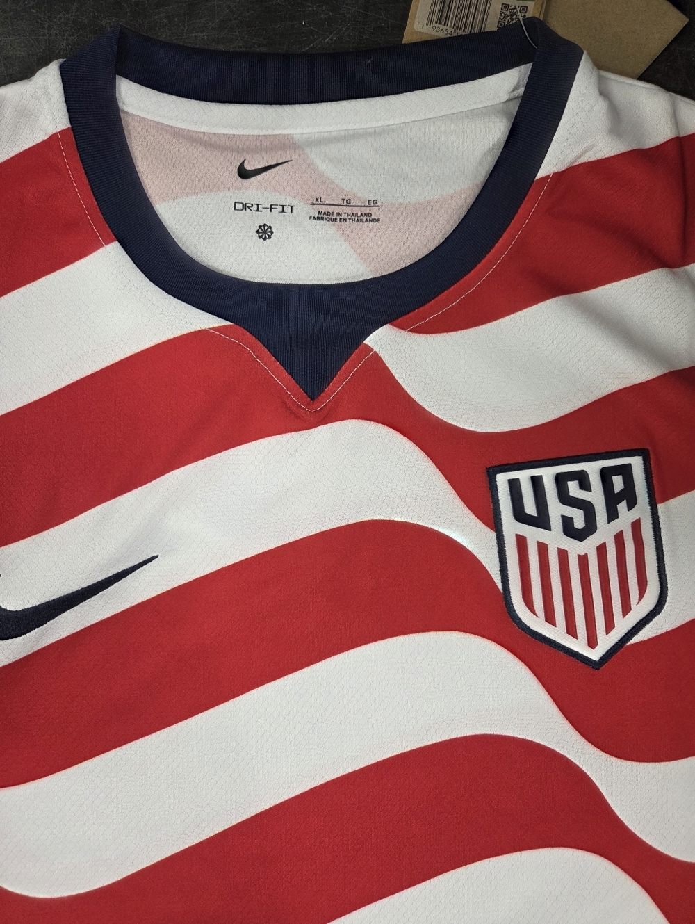 Nike Red & White USA Wave Soccer Jersey with Navy Accents - Picture 3 of 7